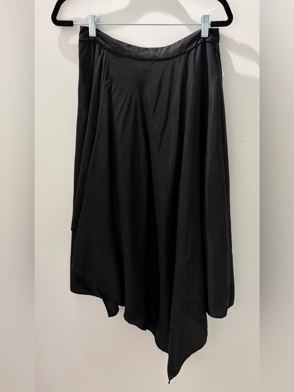 MO&Co. Asymmetrical Midi Flowy Skirt Black Cupro Blend M - Picture 6 of 10